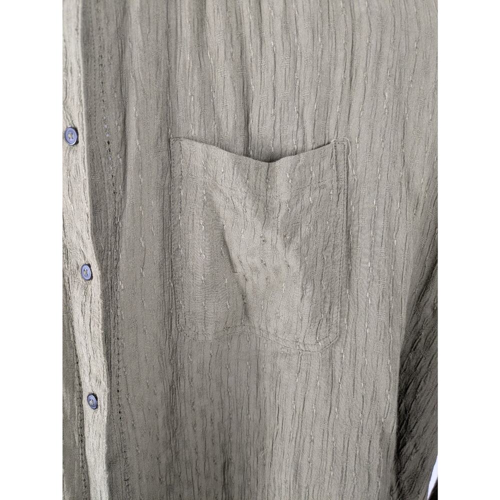 Free People The Best Crochet Button Down Shirt oversized Olive Green - Picture 7 of 8